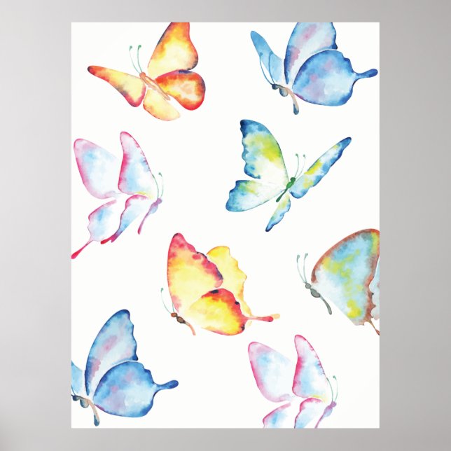 Poster Borboleta de Aquarela (Frente)