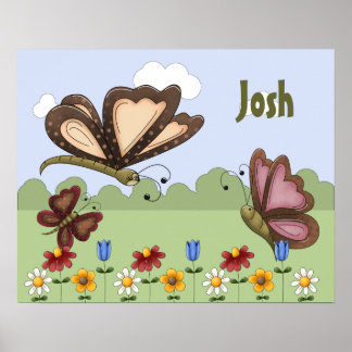 Póster Borboleta de Arte Folclórica Personalizada Quarto