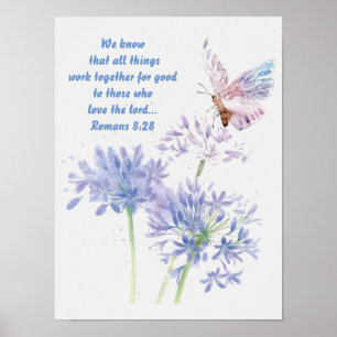 Poster Borboleta de Bíblia Inspiracional Romanos 8:28
