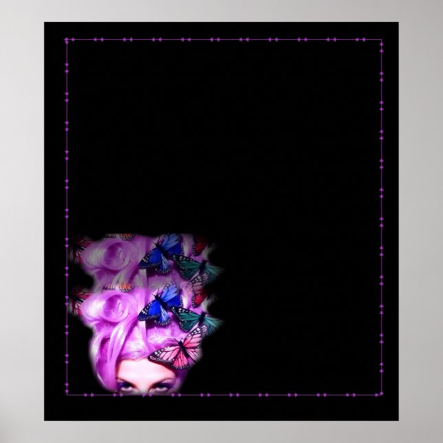 Poster Borboleta de cabelo roxo Lady Poster/Impressão (Frente)