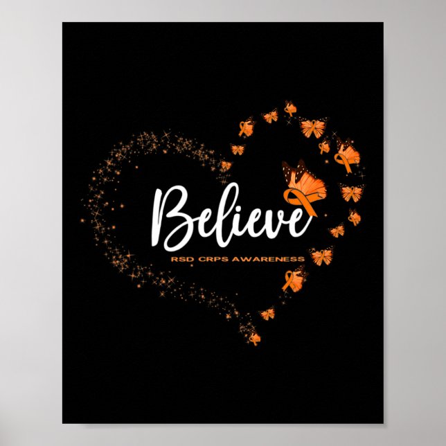 Poster Borboleta De Consciência Do Rsd Crps Acredita (Frente)