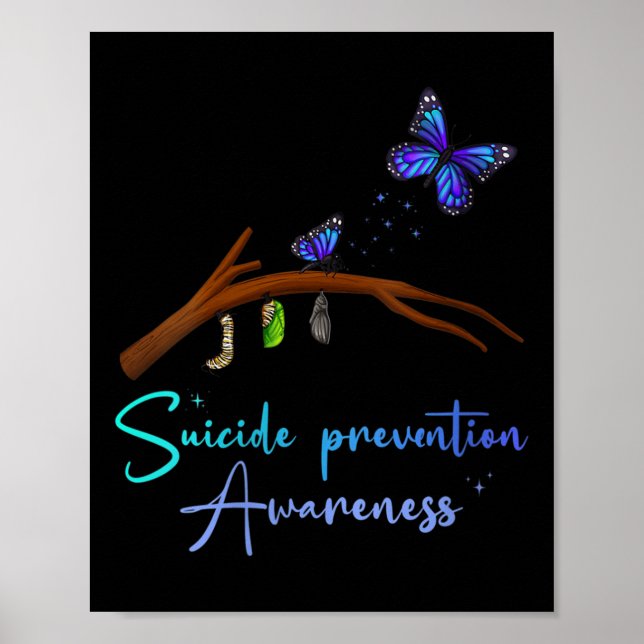 Poster Borboleta de conscientização sobre prevenção do su (Frente)