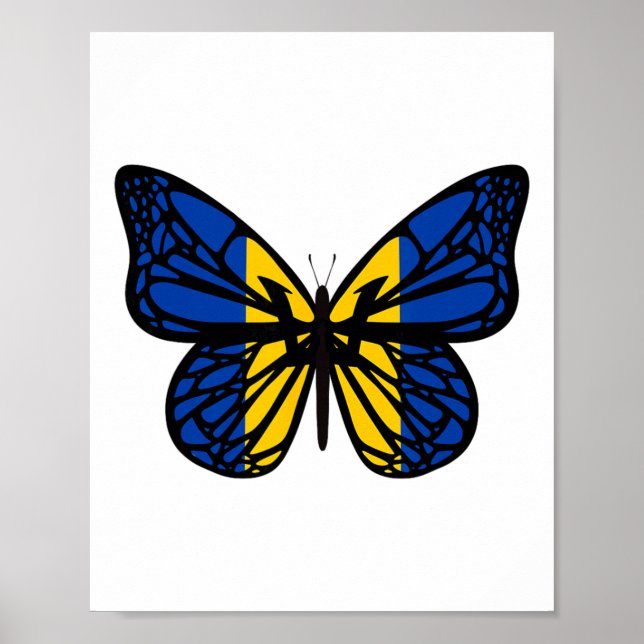 Poster Borboleta de Cores da Bandeira da Ucrânia - Triden (Frente)