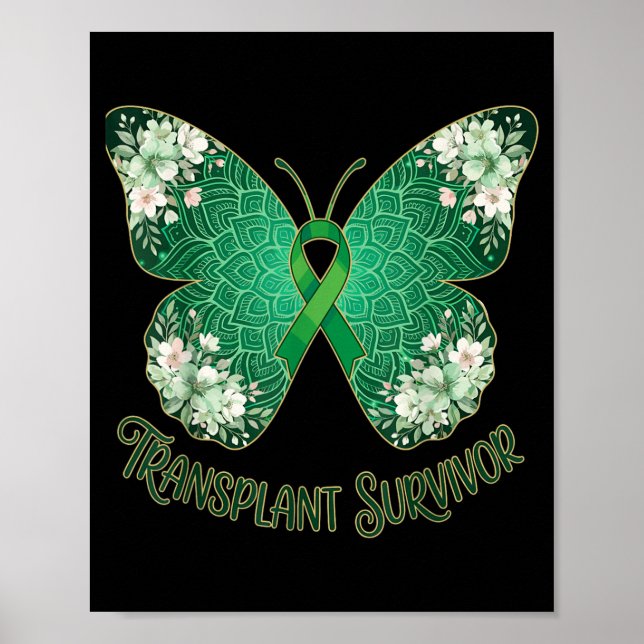 Poster Borboleta de Fita Verde Mandala Transplantada Sobr (Frente)