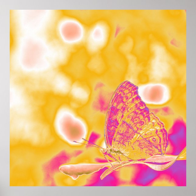 Poster Borboleta de pop Art em folha (Frente)
