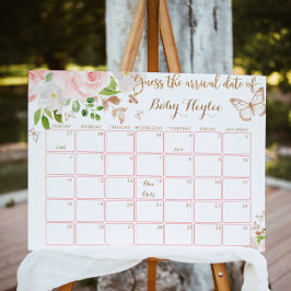 Poster Borboleta dourada embaçada adivinha calendário de 