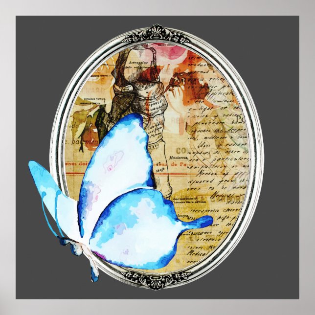 Poster Borboleta E Quadro De Aquarela (Frente)