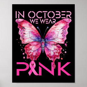 Poster Borboleta Em Outubro Vestimos Cancer Rosa