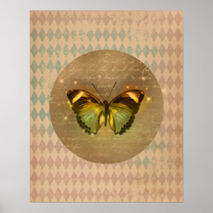 Poster Borboleta Encantada Vintage