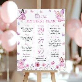 Poster Borboleta Fada Jardim Floral Aniversário Marco
