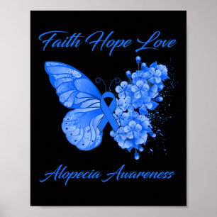 Poster Borboleta Fé Esperança Ama Alopecia Consciência