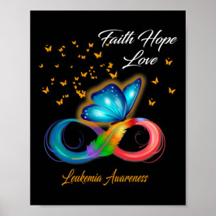 Poster Borboleta Fé Esperança Ama Consciência da Leucemia