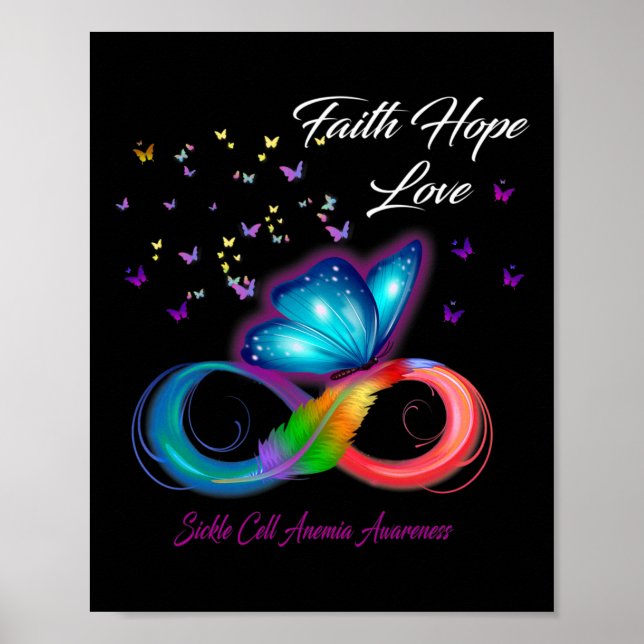 Poster Borboleta Fé Esperança Amor Anemia Célula Falsifor (Frente)
