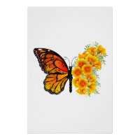 Borboleta Flor com Papagaio Amarelo da Califórnia