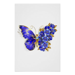 Póster Borboleta Flor Sapphire
