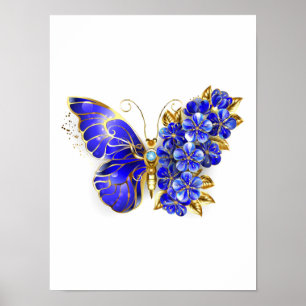 Poster Borboleta Flor Sapphire