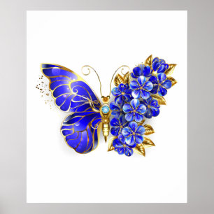 Poster Borboleta Flor Sapphire