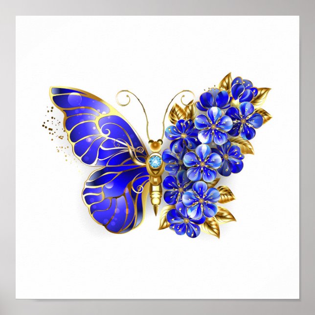 Poster Borboleta Flor Sapphire (Frente)