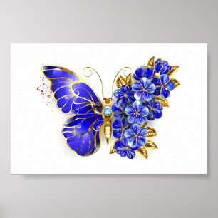 Poster Borboleta Flor Sapphire