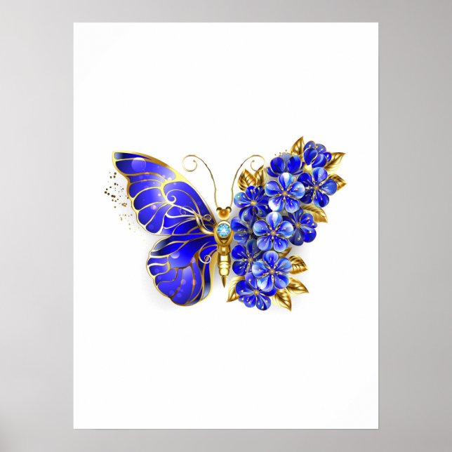 Poster Borboleta Flor Sapphire (Frente)