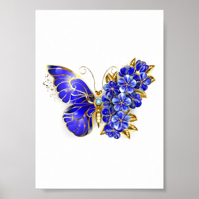 Poster Borboleta Flor Sapphire (Frente)