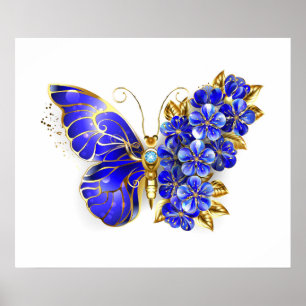 Poster Borboleta Flor Sapphire