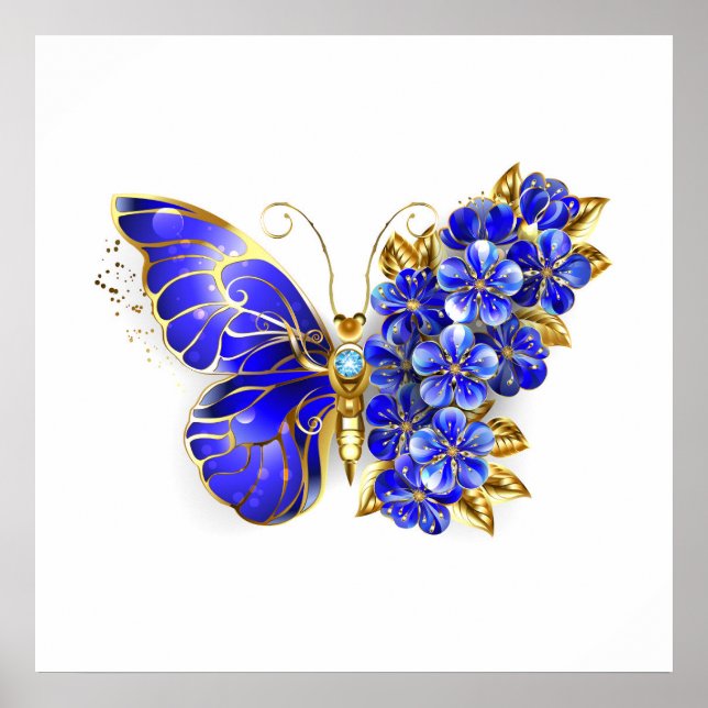 Poster Borboleta Flor Sapphire (Frente)