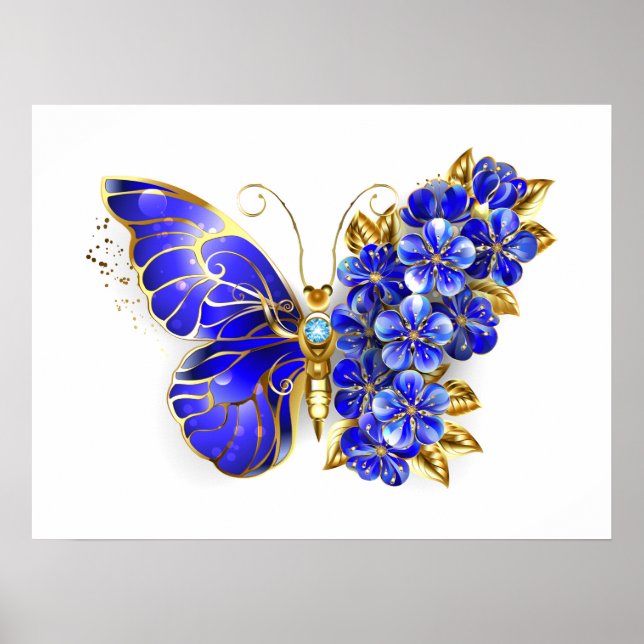 Poster Borboleta Flor Sapphire (Frente)