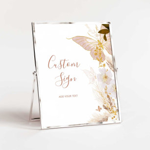 Poster Borboleta floral de ouro boho Personalizada