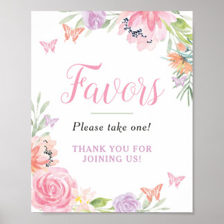 Poster Borboleta Floral - Sinal de Favoritos para festas