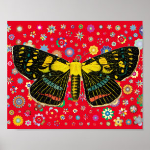 Poster borboleta flores natureza vida selvagem arte verme