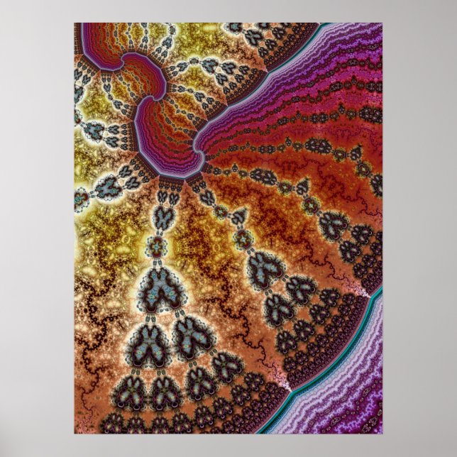 Poster Borboleta Fractal Colorida (Frente)