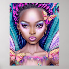 Poster Borboleta garota psicodélica Colores presente mode