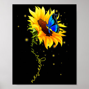 Poster Borboleta Girassol Nunca Desista da Síndrome de Do