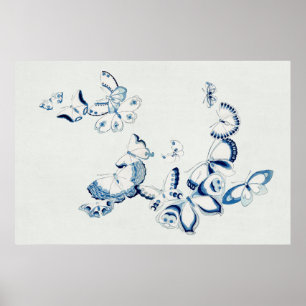 Poster Borboleta japonesa do Cho de Kamisaka Sekka