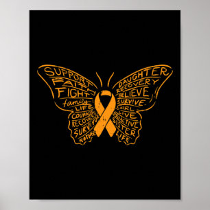 Poster Borboleta Laranja Cancer de Fita Laranja Sensibili