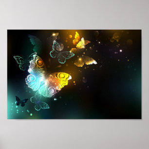 Poster Borboleta Luminosa e borboletas noturnas