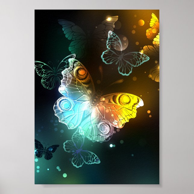 Poster Borboleta Luminosa e borboletas noturnas (Frente)