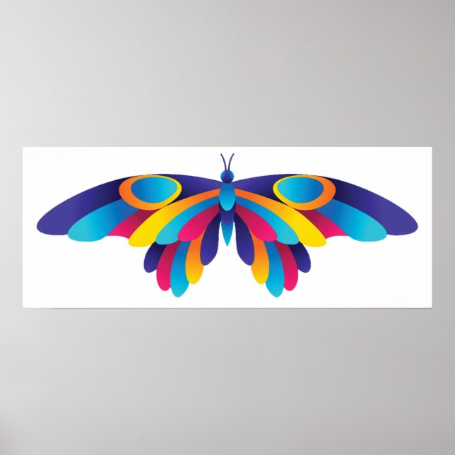 Poster Borboleta Moderna Colorida Asas Vibrantes (Frente)