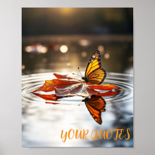 Poster Borboleta Monarca na Folha de outono