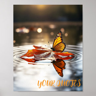Poster Borboleta Monarca na Folha de outono