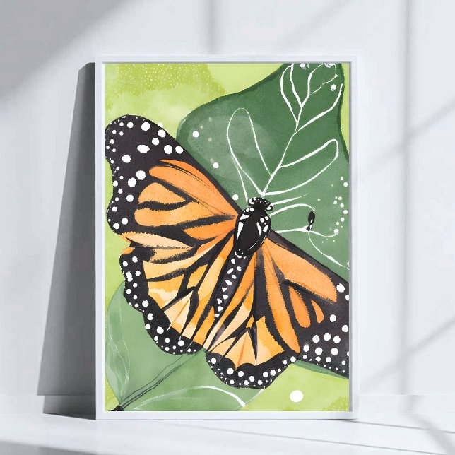 Poster Borboleta Monarca | Pintura Aquarela (Criador carregado)