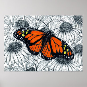 Poster Borboleta monarca sobre os comissários