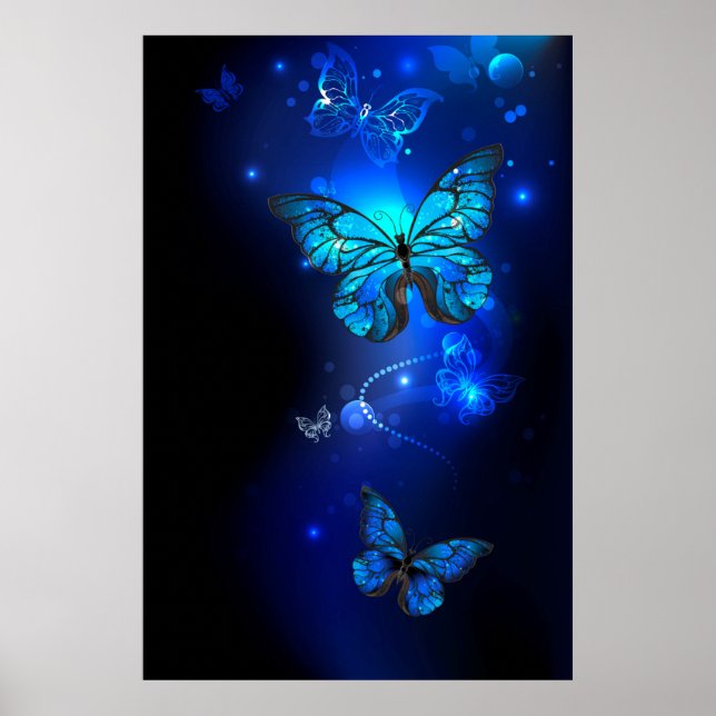 Poster Borboleta Morpho em Fundo Escuro (Frente)