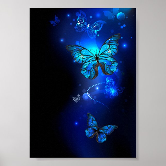 Poster Borboleta Morpho em Fundo Escuro (Frente)