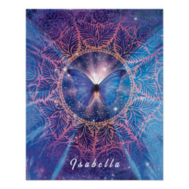 Póster Borboleta Morpho / Galaxy Mandala