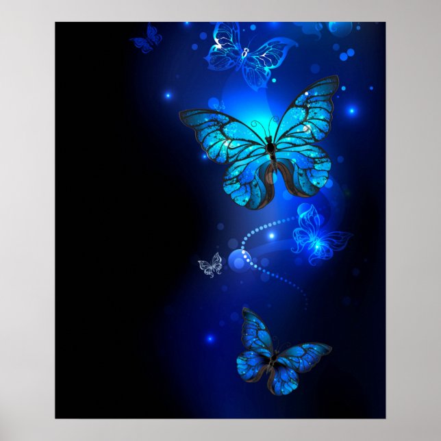 Poster Borboleta Morpho no Fundo Escuro (Frente)