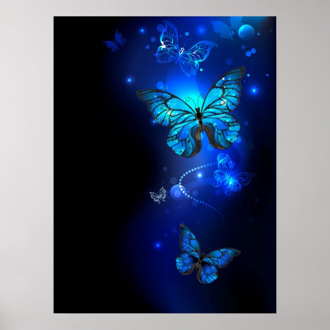 Poster Borboleta Morpho no Fundo Escuro (Frente)