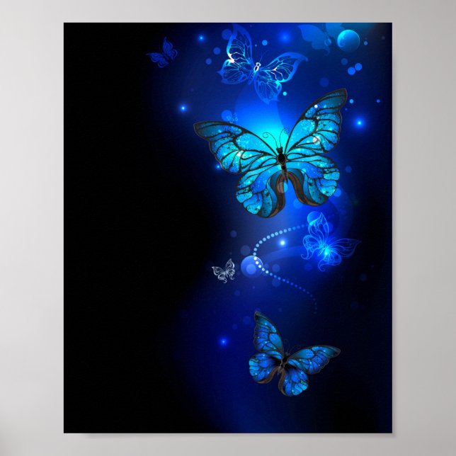 Poster Borboleta Morpho no Fundo Escuro (Frente)
