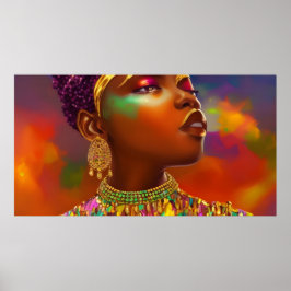 Poster Borboleta Mulheres africanas douradas joia amarela
